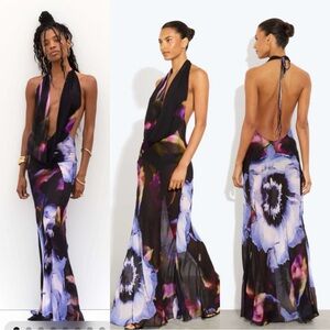 Rat & Boa Antonella Vibrant Purple and Black Backless Dress